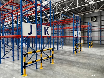 Pallet rack installation for a commercial warehouse. 